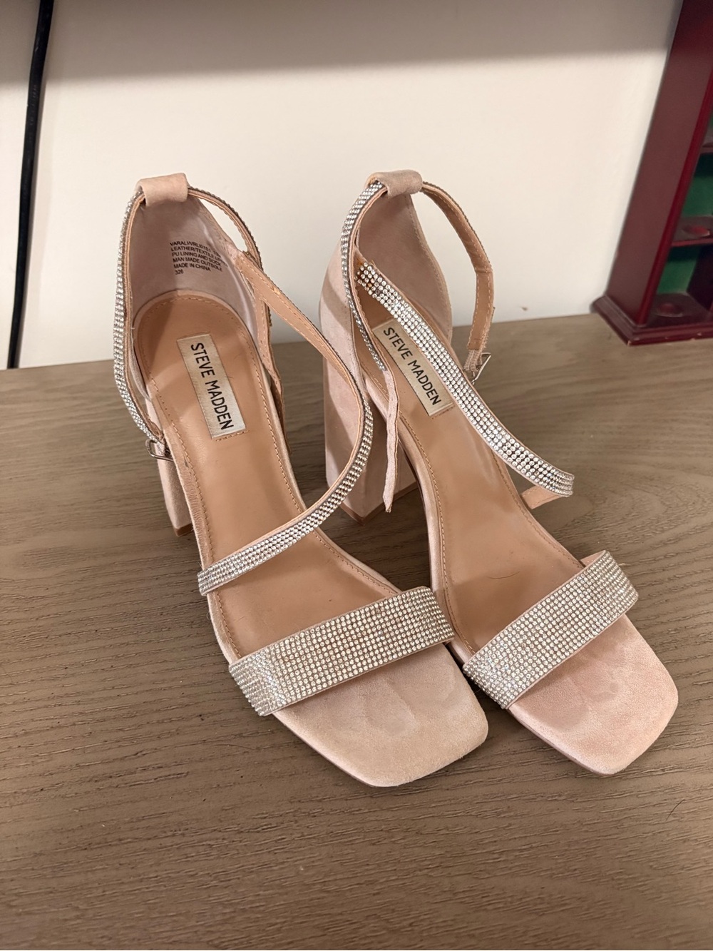Steve Madden Blush Crystal-Strap Block Heels